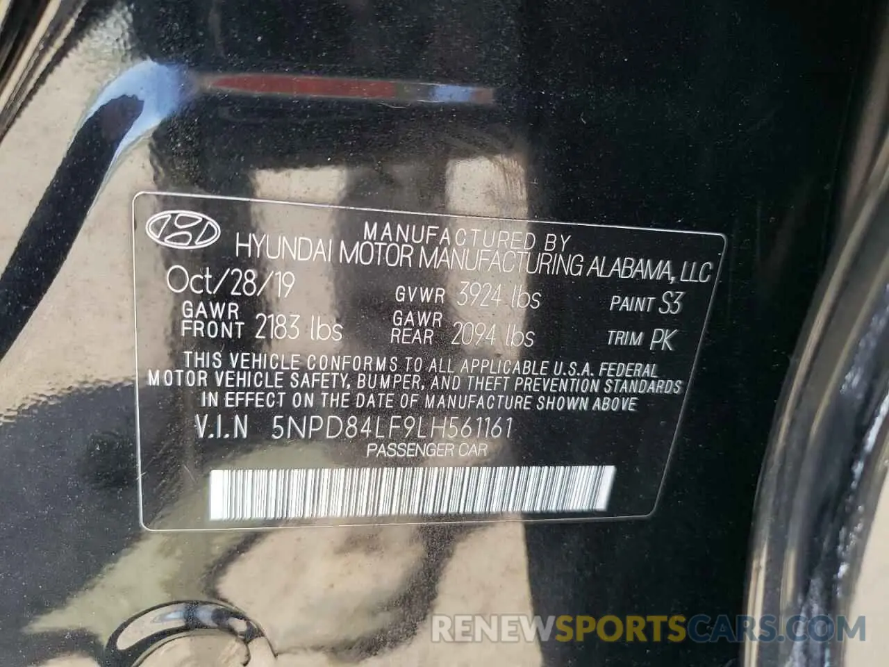 12 fotografías del automóvil dañado 5NPD84LF9LH561161 HYUNDAI ELANTRA 2020