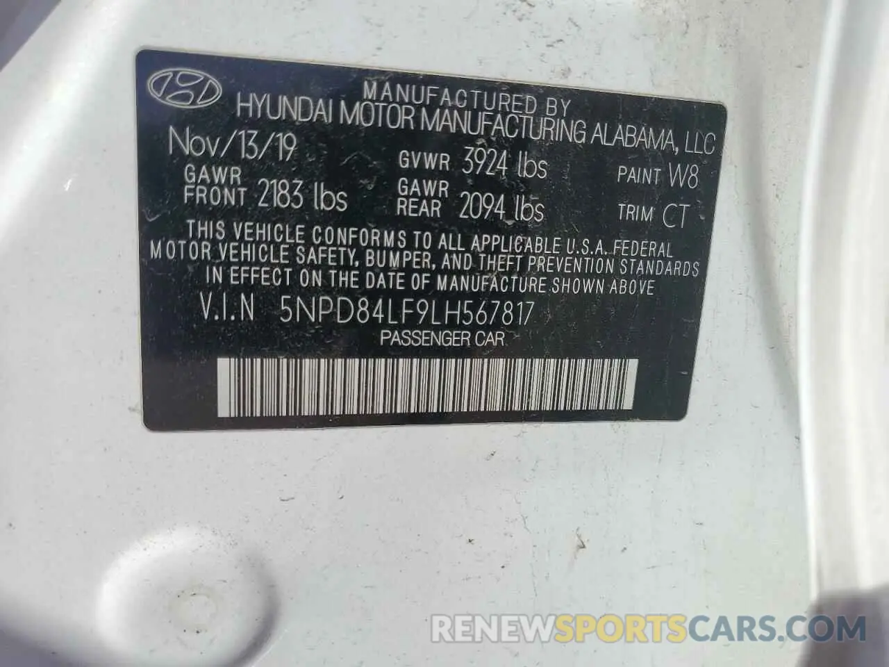 12 fotografías del automóvil dañado 5NPD84LF9LH567817 HYUNDAI ELANTRA 2020