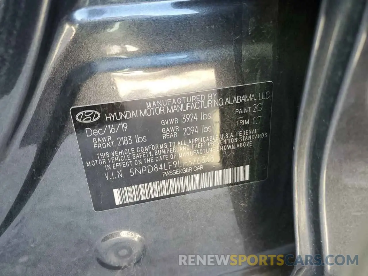 12 fotografías del automóvil dañado 5NPD84LF9LH576338 HYUNDAI ELANTRA 2020