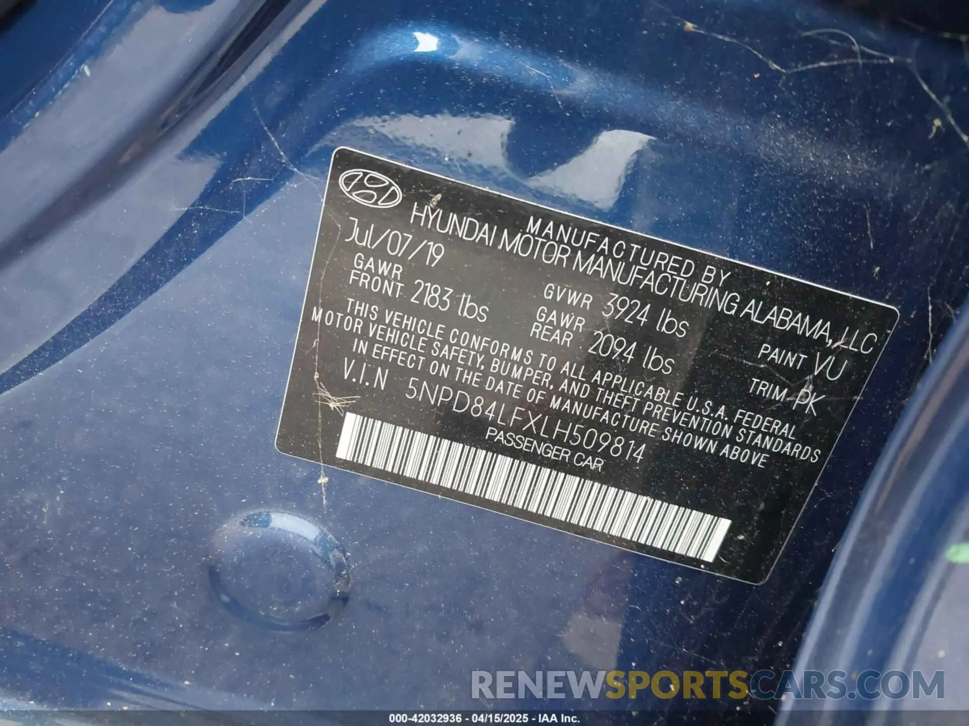 9 fotografías del automóvil dañado 5NPD84LFXLH509814 HYUNDAI ELANTRA 2020