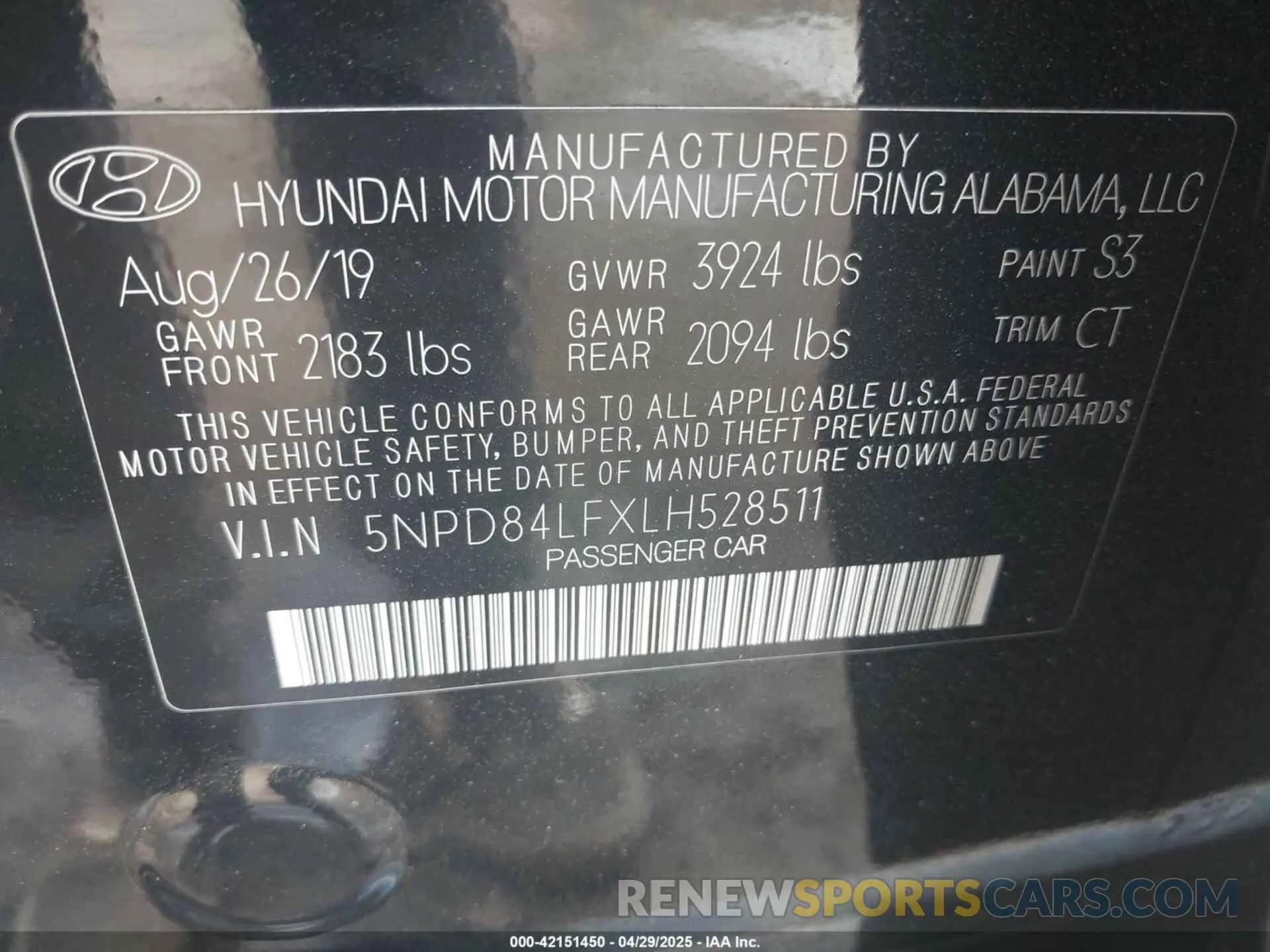 9 fotografías del automóvil dañado 5NPD84LFXLH528511 HYUNDAI ELANTRA 2020