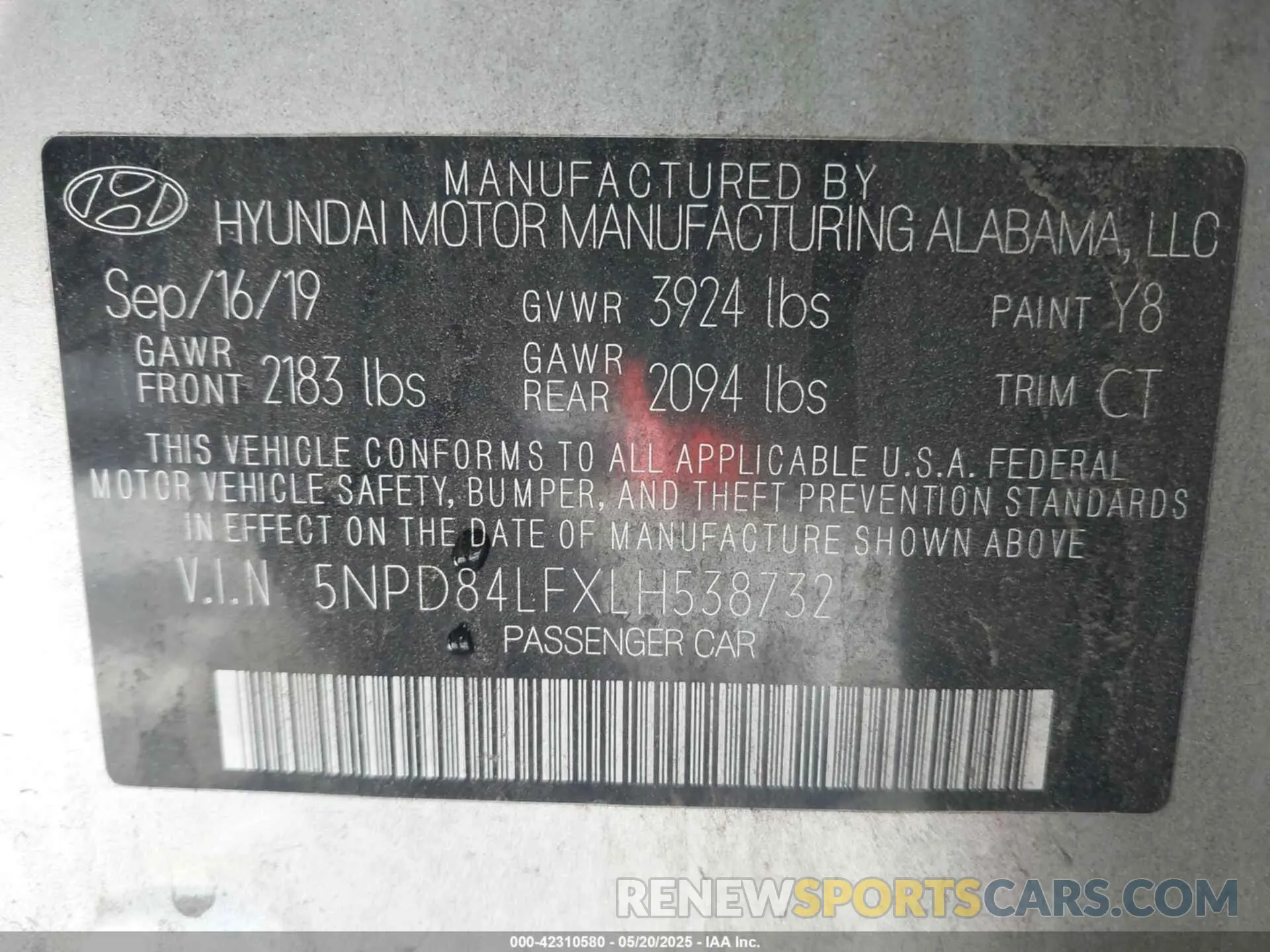 9 fotografías del automóvil dañado 5NPD84LFXLH538732 HYUNDAI ELANTRA 2020