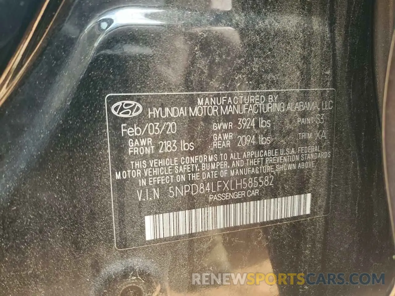 12 fotografías del automóvil dañado 5NPD84LFXLH585582 HYUNDAI ELANTRA 2020