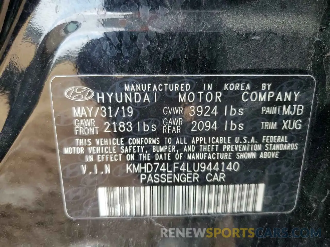 13 fotografías del automóvil dañado KMHD74LF4LU944140 HYUNDAI ELANTRA 2020