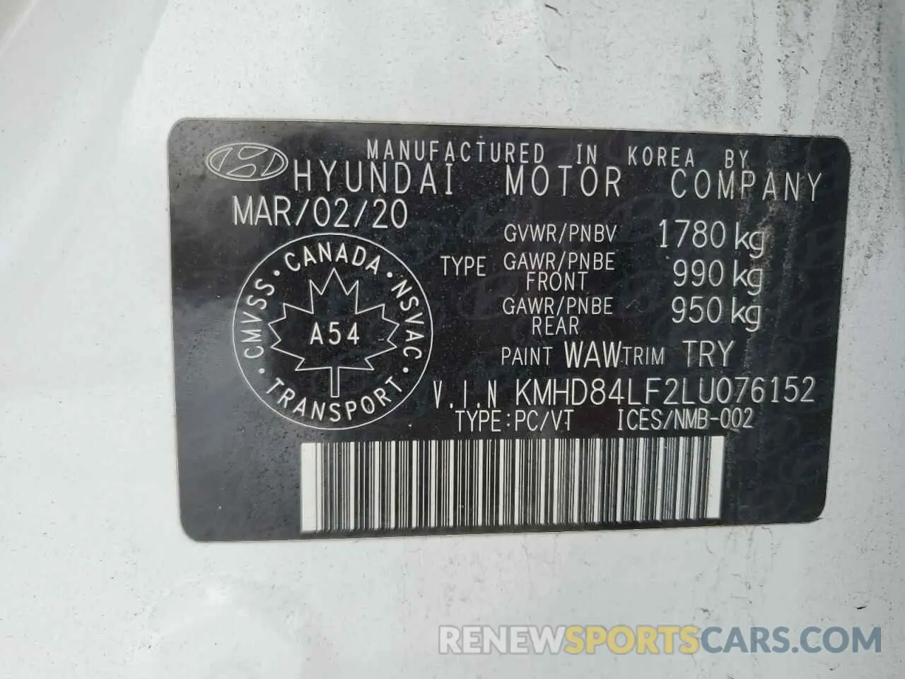 13 fotografías del automóvil dañado KMHD84LF2LU076152 HYUNDAI ELANTRA 2020
