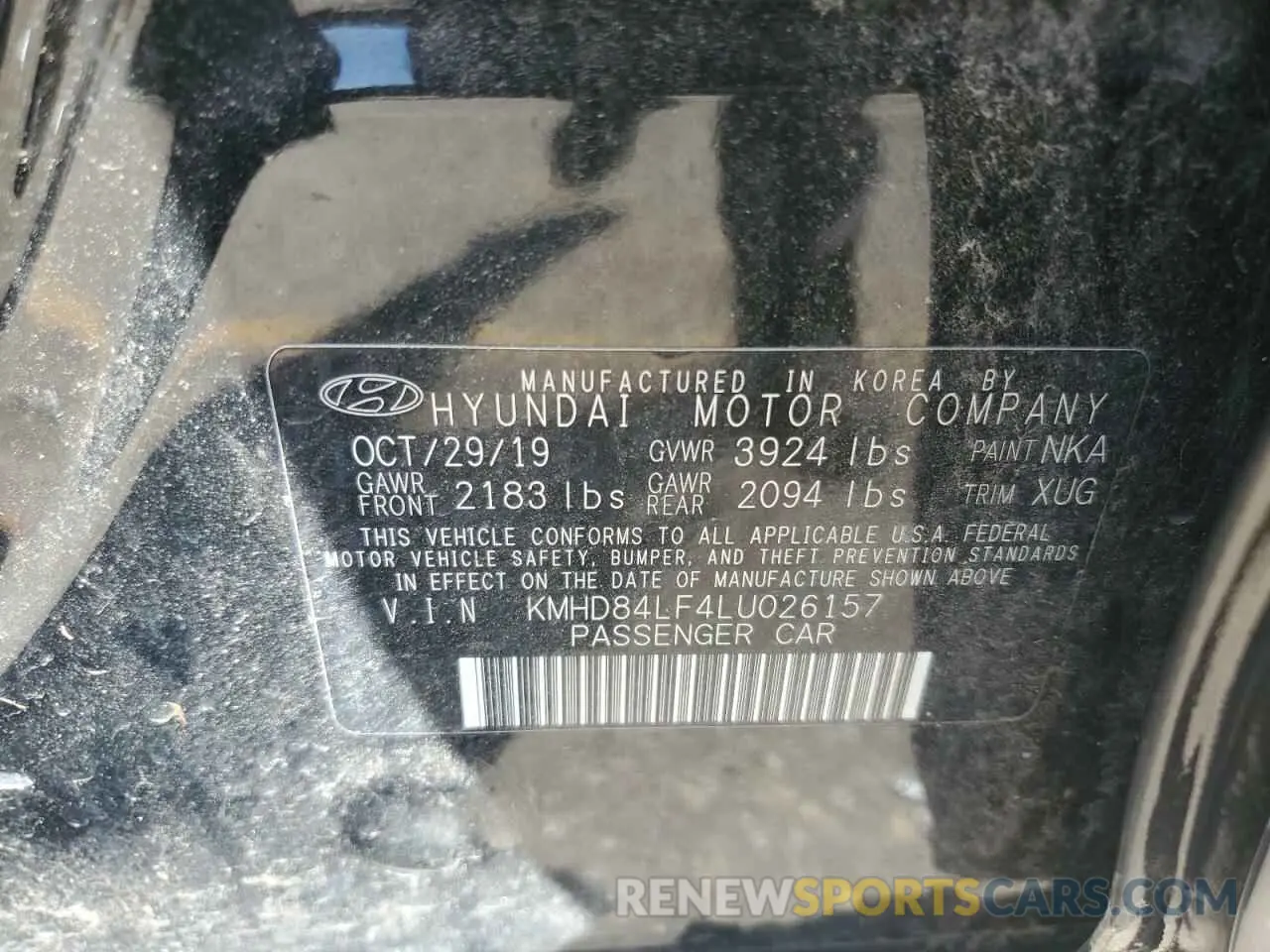 13 fotografías del automóvil dañado KMHD84LF4LU026157 HYUNDAI ELANTRA 2020