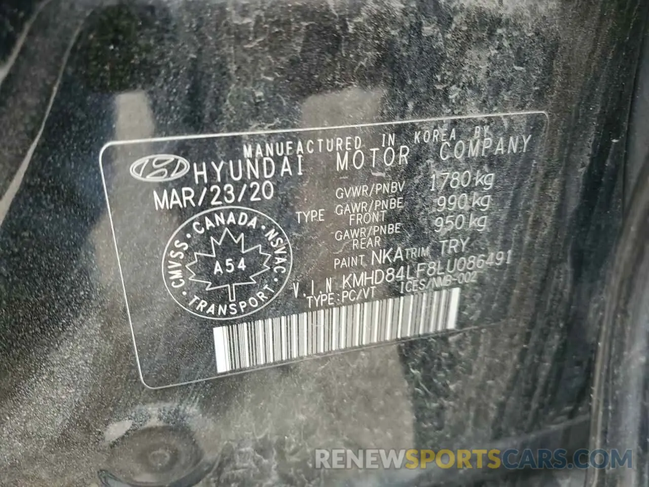 13 fotografías del automóvil dañado KMHD84LF8LU086491 HYUNDAI ELANTRA 2020