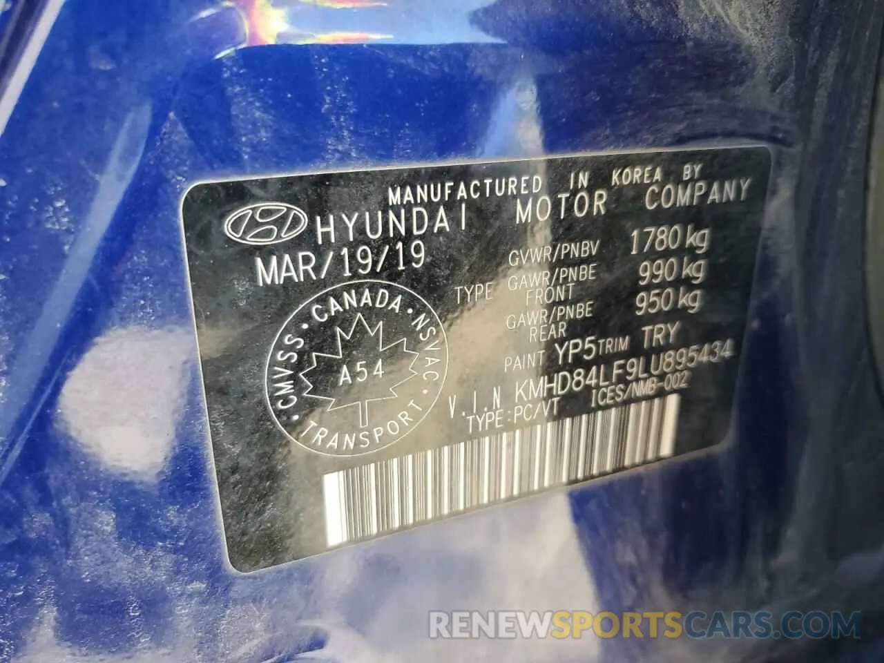 13 fotografías del automóvil dañado KMHD84LF9LU895434 HYUNDAI ELANTRA 2020