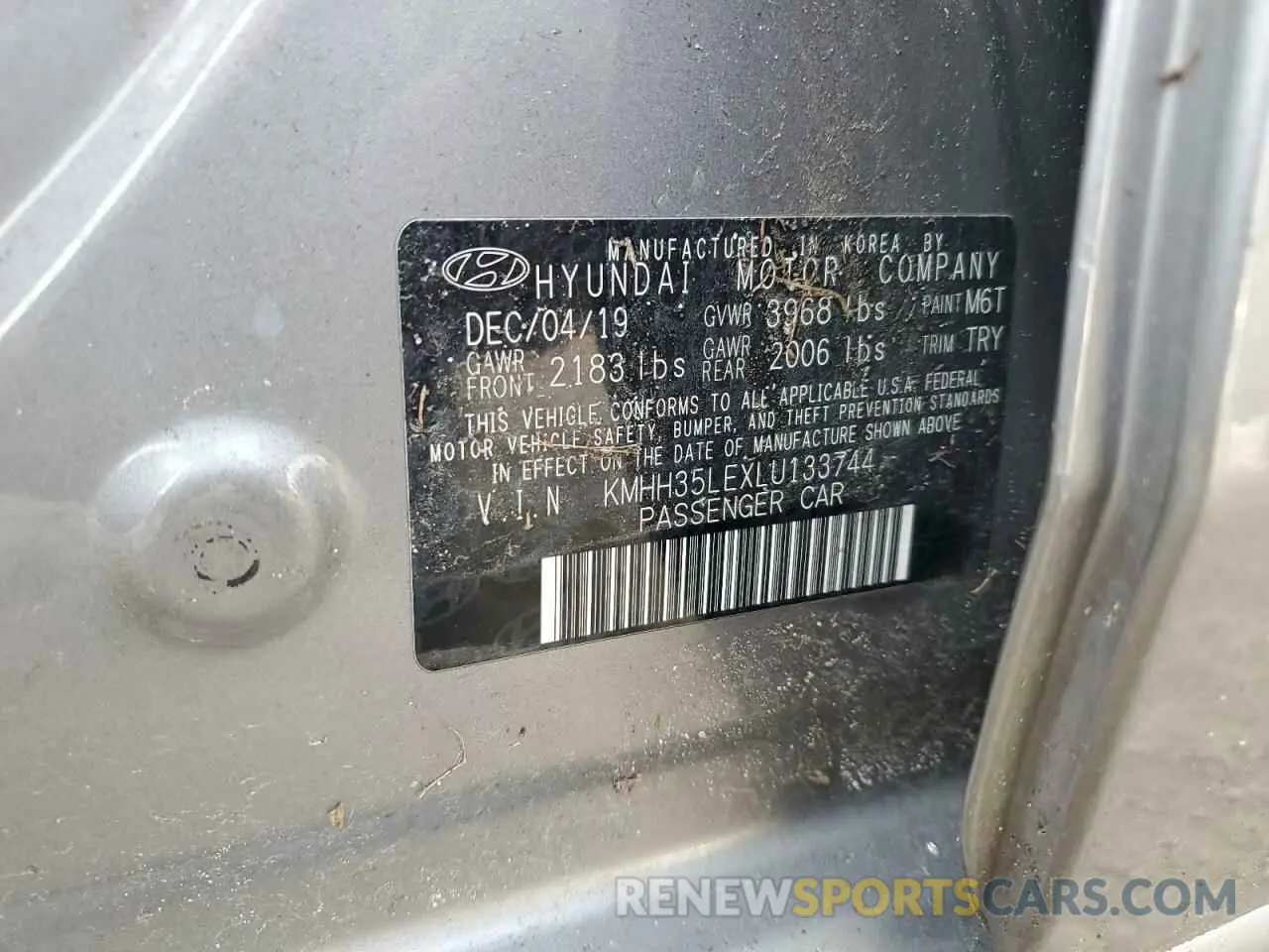 12 fotografías del automóvil dañado KMHH35LEXLU133744 HYUNDAI ELANTRA 2020