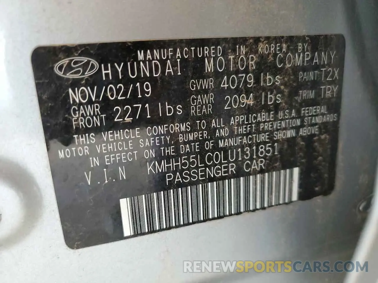 14 fotografías del automóvil dañado KMHH55LC0LU131851 HYUNDAI ELANTRA 2020