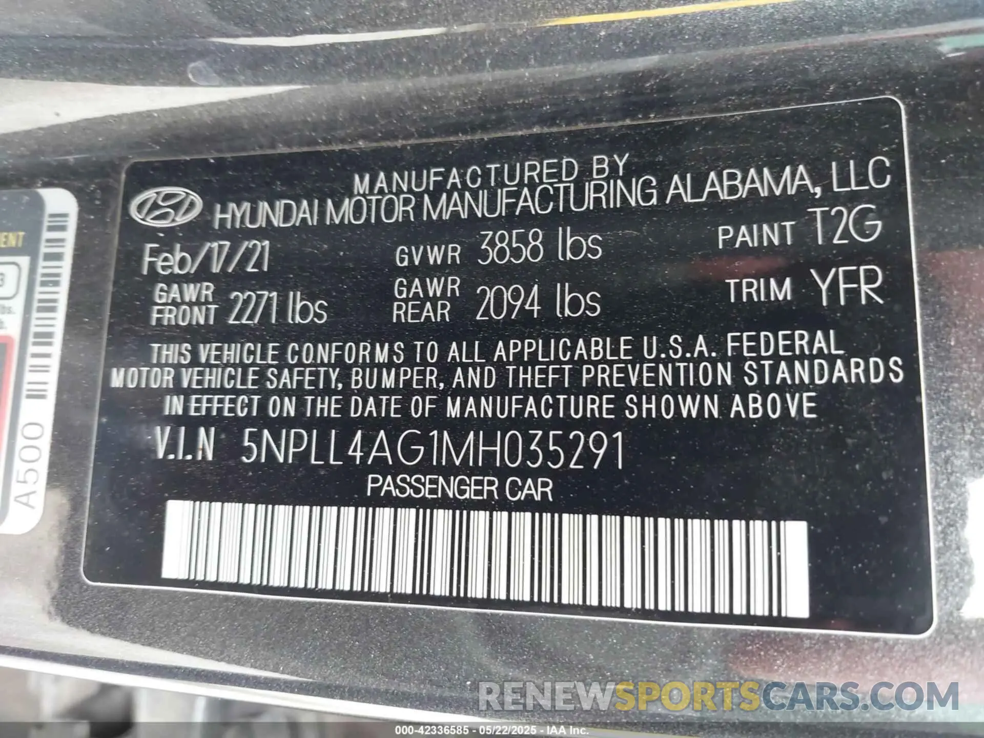 9 fotografías del automóvil dañado 5NPLL4AG1MH035291 HYUNDAI ELANTRA 2021