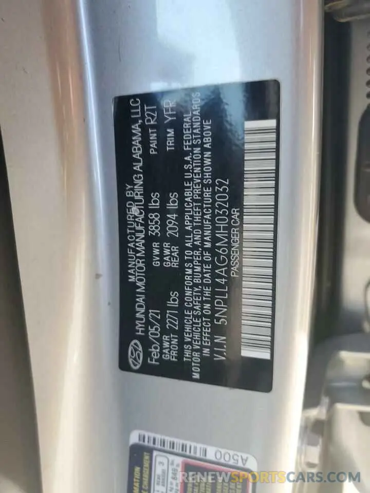 12 fotografías del automóvil dañado 5NPLL4AG6MH032032 HYUNDAI ELANTRA 2021