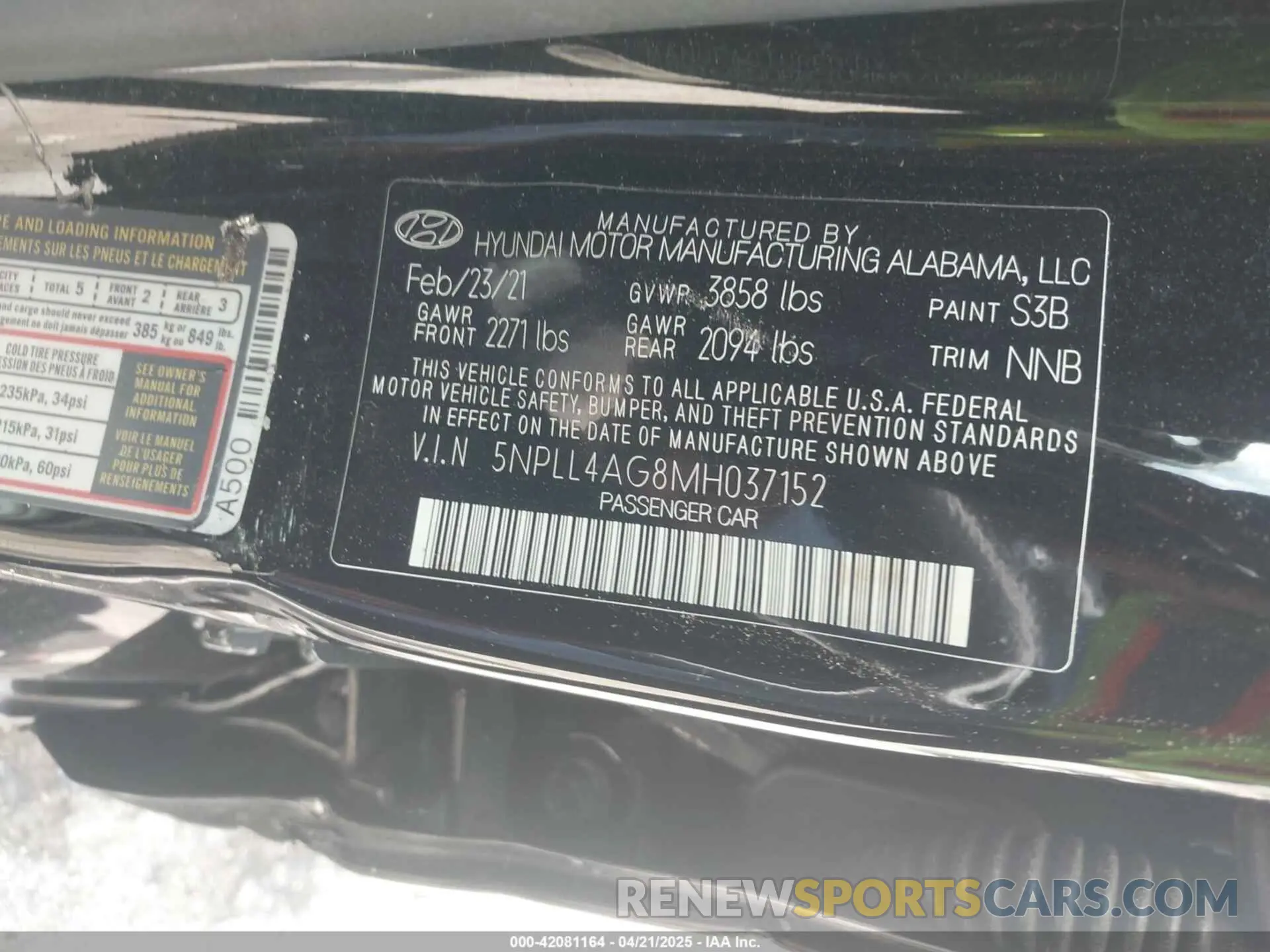 9 fotografías del automóvil dañado 5NPLL4AG8MH037152 HYUNDAI ELANTRA 2021