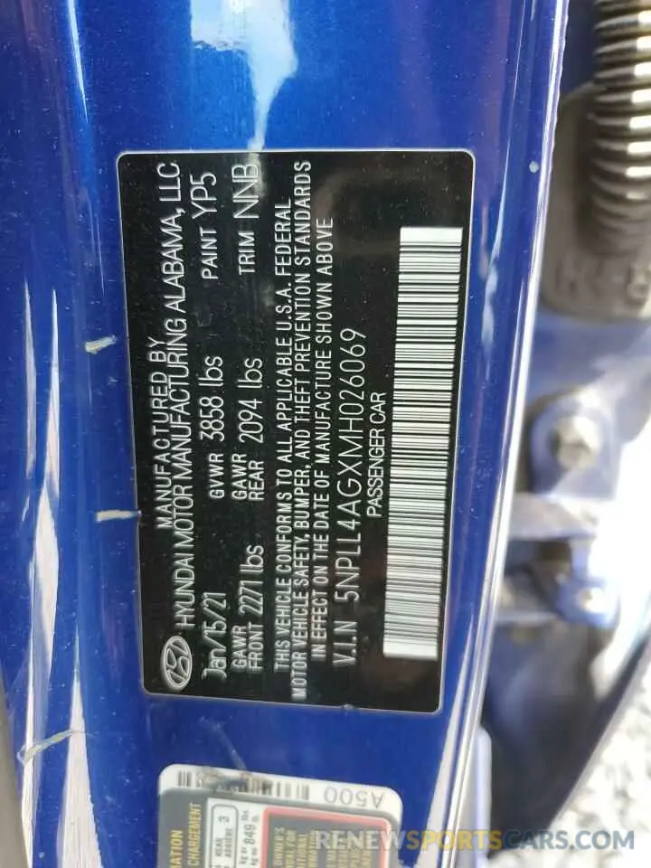 13 fotografías del automóvil dañado 5NPLL4AGXMH026069 HYUNDAI ELANTRA 2021