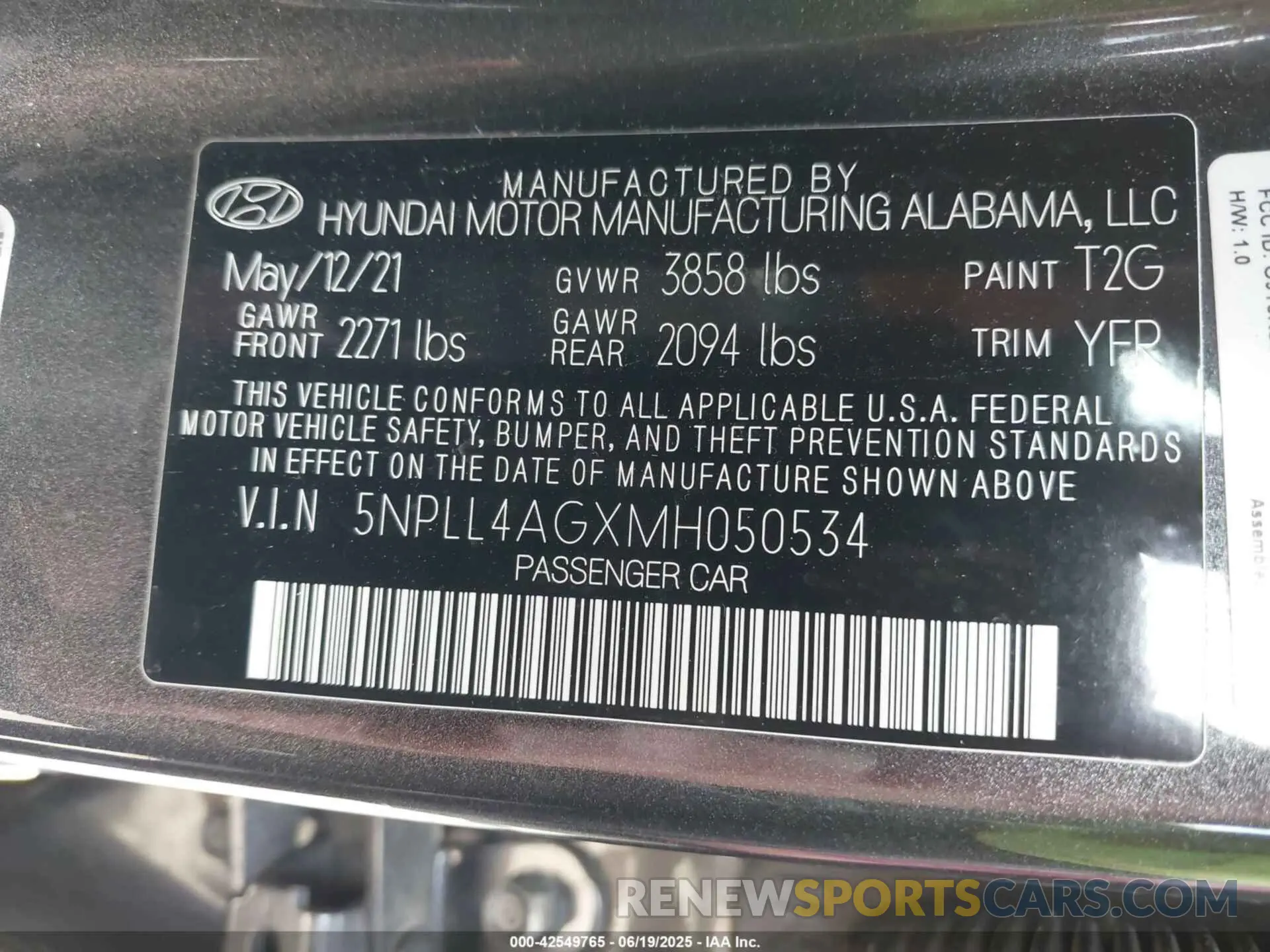 9 fotografías del automóvil dañado 5NPLL4AGXMH050534 HYUNDAI ELANTRA 2021