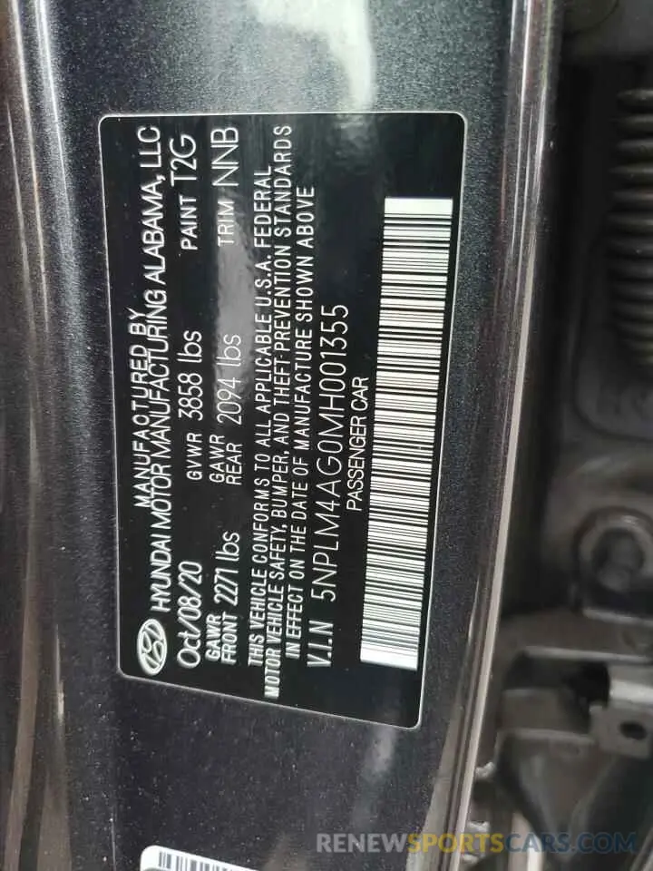 12 fotografías del automóvil dañado 5NPLM4AG0MH001355 HYUNDAI ELANTRA 2021