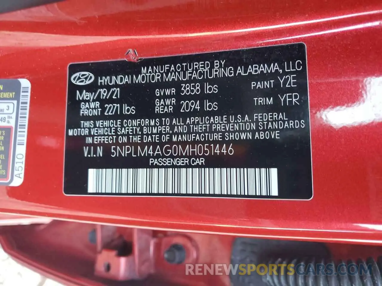 12 fotografías del automóvil dañado 5NPLM4AG0MH051446 HYUNDAI ELANTRA 2021