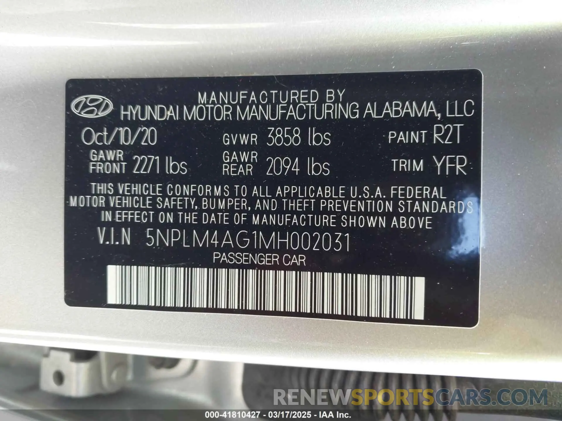 9 fotografías del automóvil dañado 5NPLM4AG1MH002031 HYUNDAI ELANTRA 2021