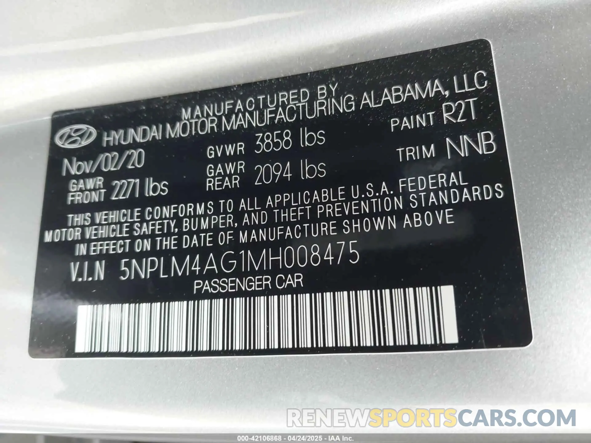 9 fotografías del automóvil dañado 5NPLM4AG1MH008475 HYUNDAI ELANTRA 2021