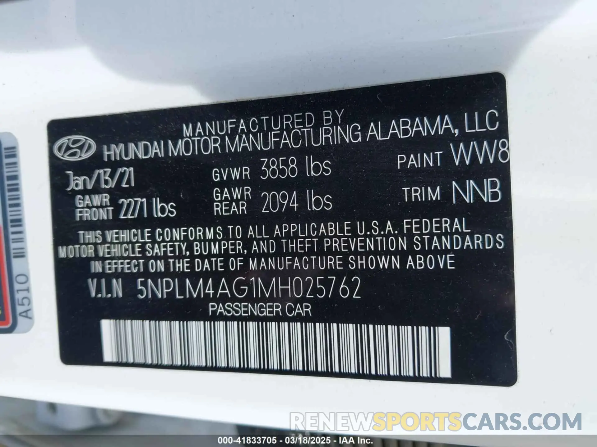 9 fotografías del automóvil dañado 5NPLM4AG1MH025762 HYUNDAI ELANTRA 2021