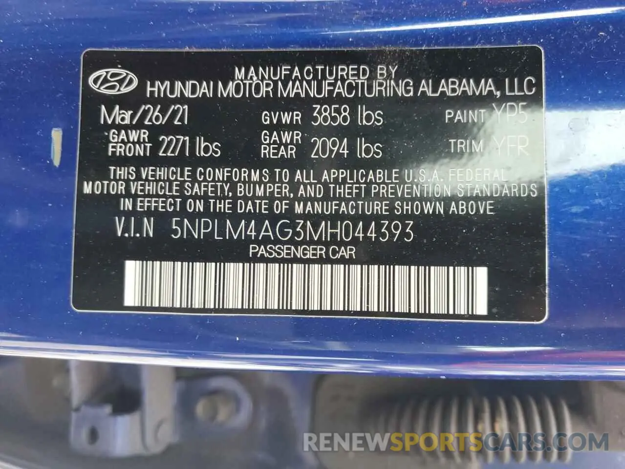 12 fotografías del automóvil dañado 5NPLM4AG3MH044393 HYUNDAI ELANTRA 2021