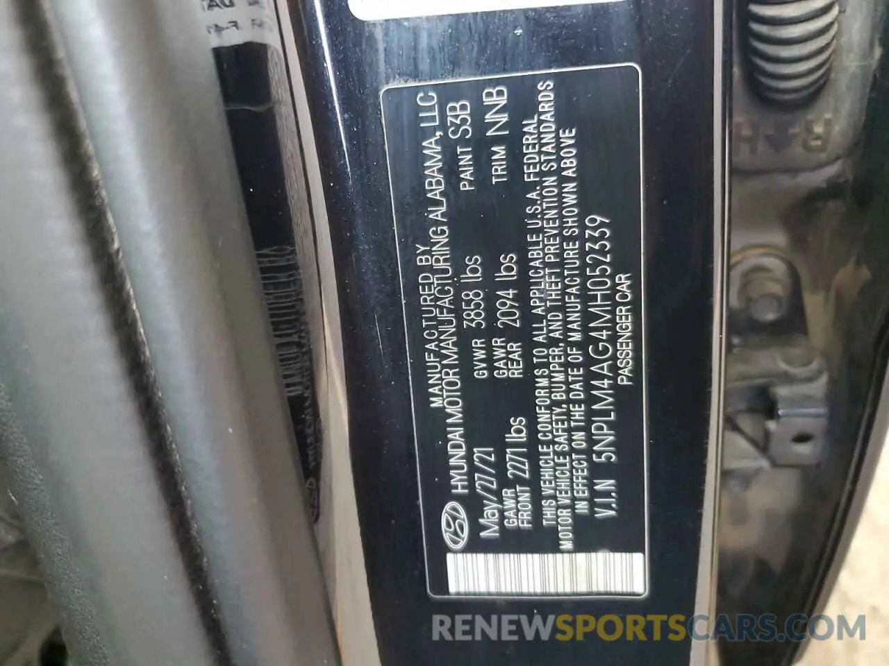 12 fotografías del automóvil dañado 5NPLM4AG4MH052339 HYUNDAI ELANTRA 2021