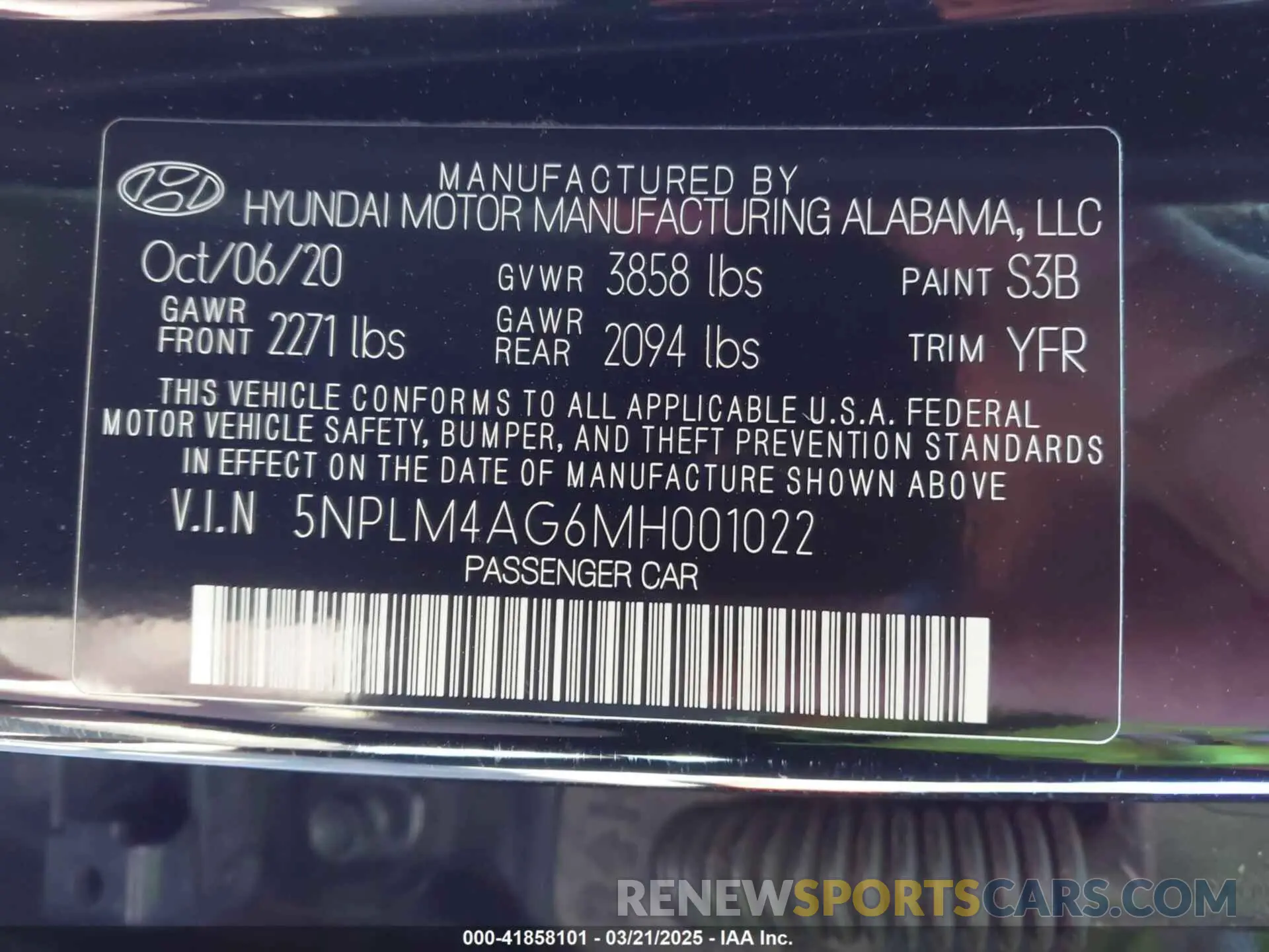 8 fotografías del automóvil dañado 5NPLM4AG6MH001022 HYUNDAI ELANTRA 2021