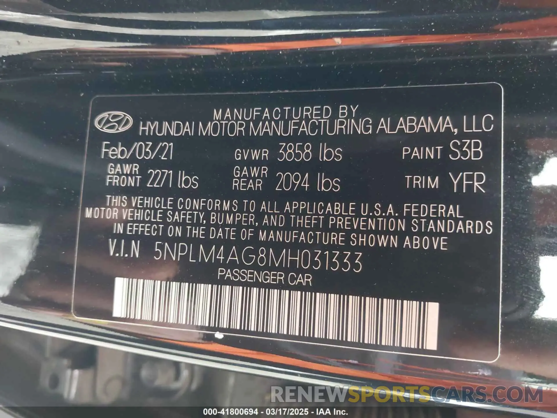 9 fotografías del automóvil dañado 5NPLM4AG8MH031333 HYUNDAI ELANTRA 2021