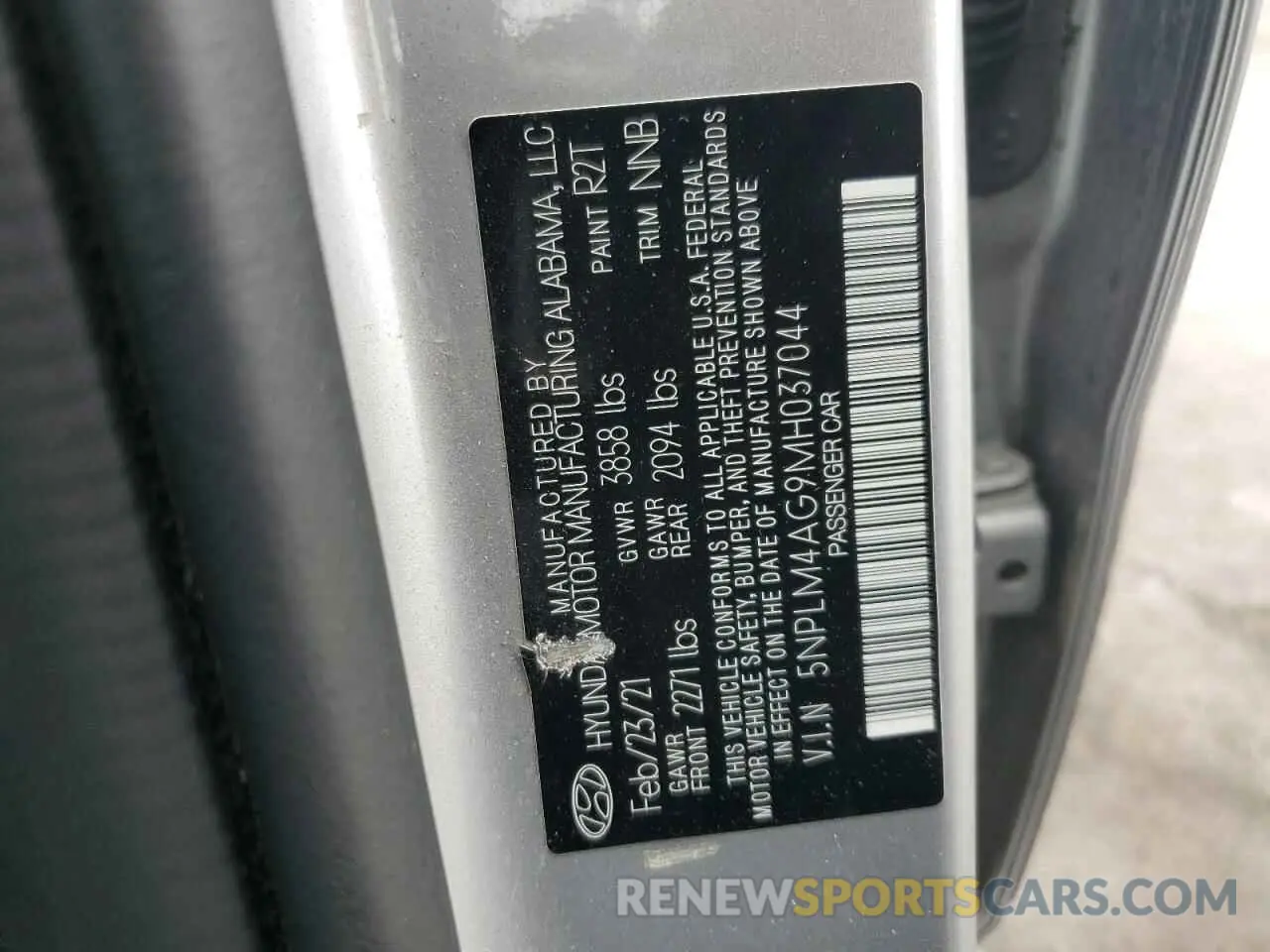 12 fotografías del automóvil dañado 5NPLM4AG9MH037044 HYUNDAI ELANTRA 2021
