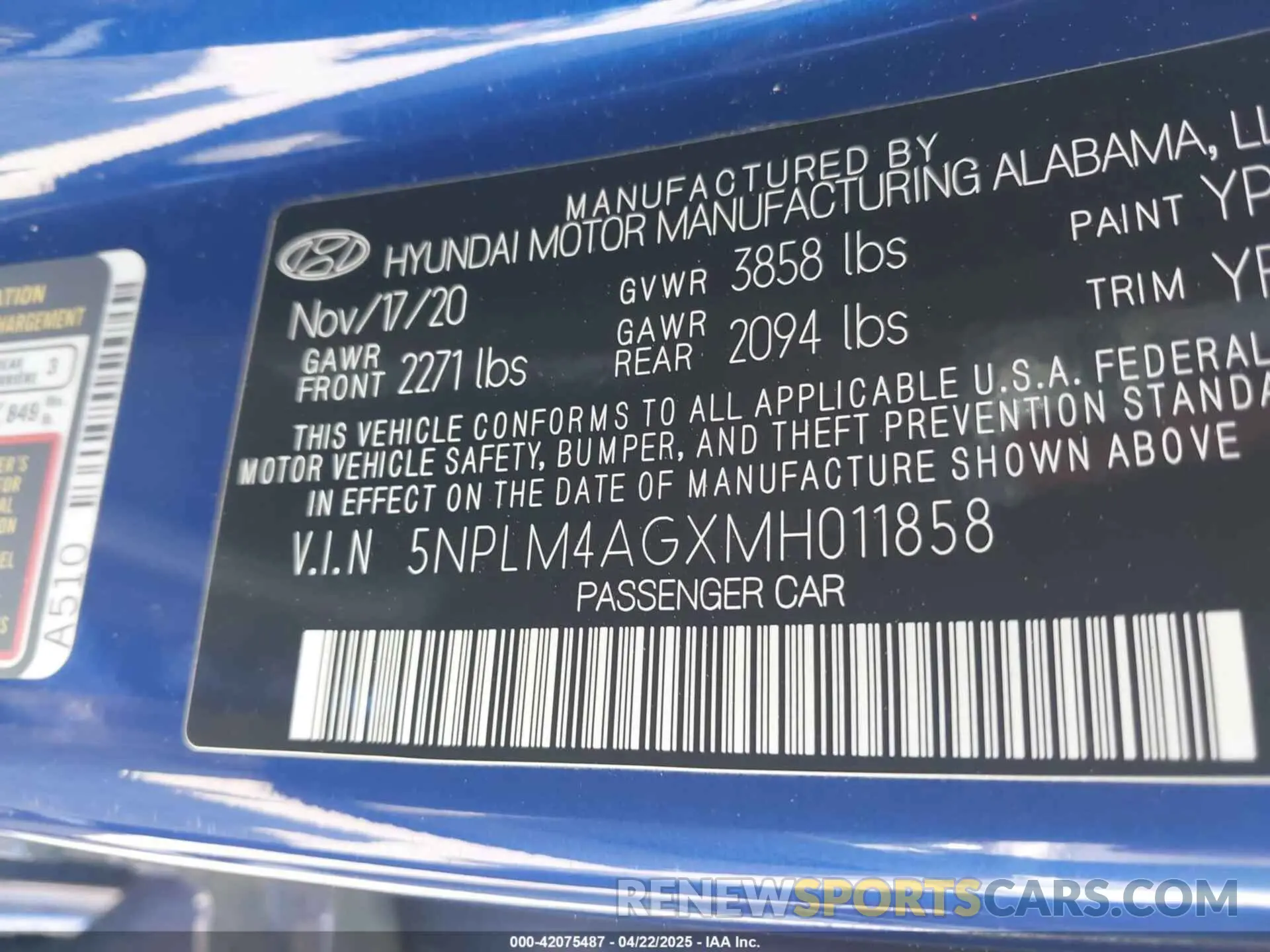 9 fotografías del automóvil dañado 5NPLM4AGXMH011858 HYUNDAI ELANTRA 2021