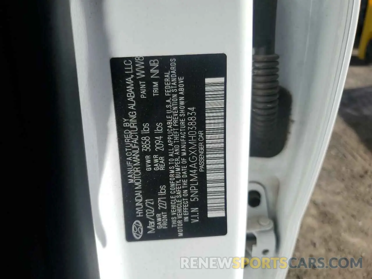 12 fotografías del automóvil dañado 5NPLM4AGXMH038834 HYUNDAI ELANTRA 2021