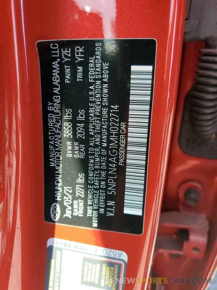 13 fotografías del automóvil dañado 5NPLN4AG1MH022714 HYUNDAI ELANTRA 2021