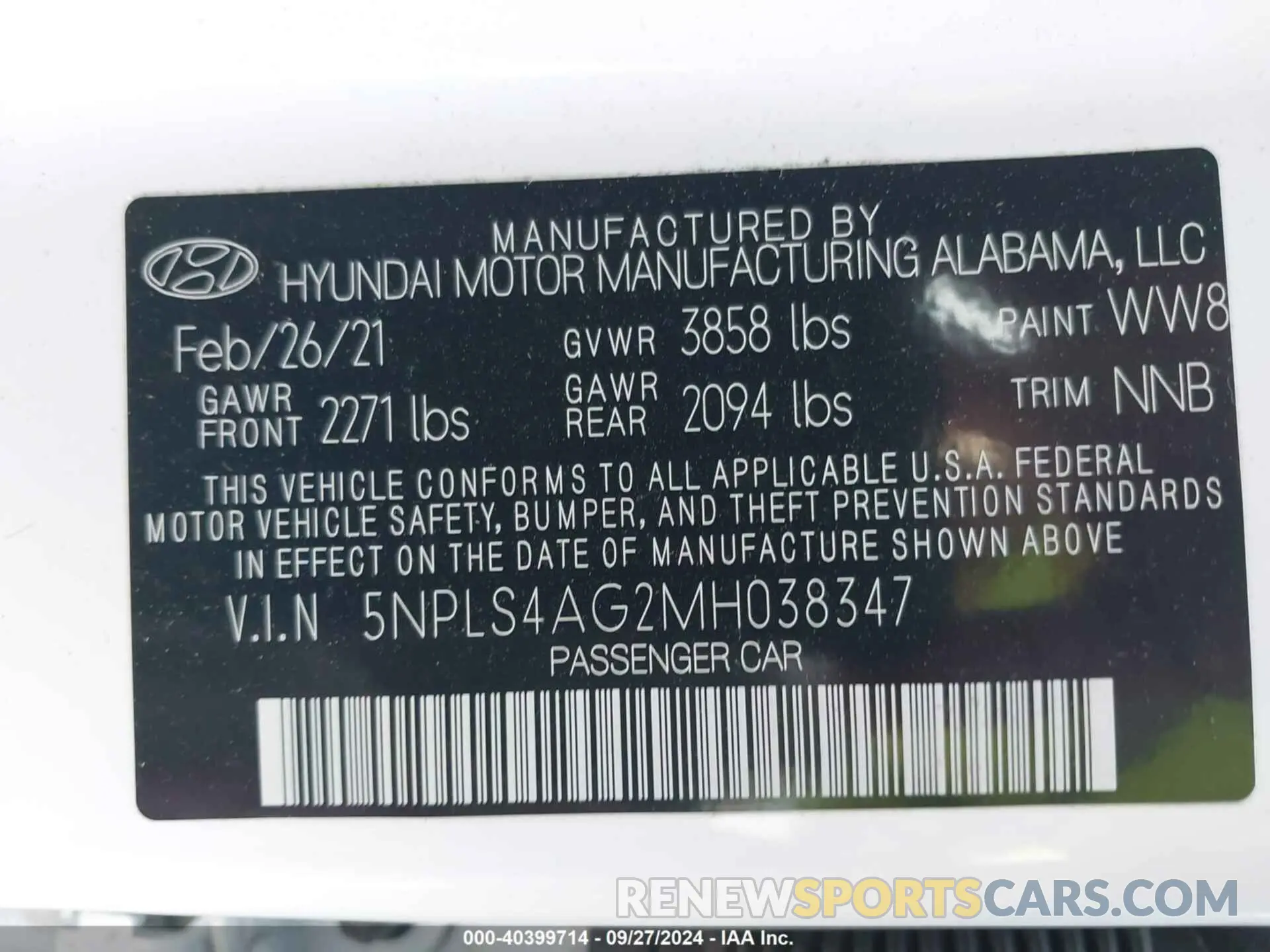 9 fotografías del automóvil dañado 5NPLS4AG2MH038347 HYUNDAI ELANTRA 2021