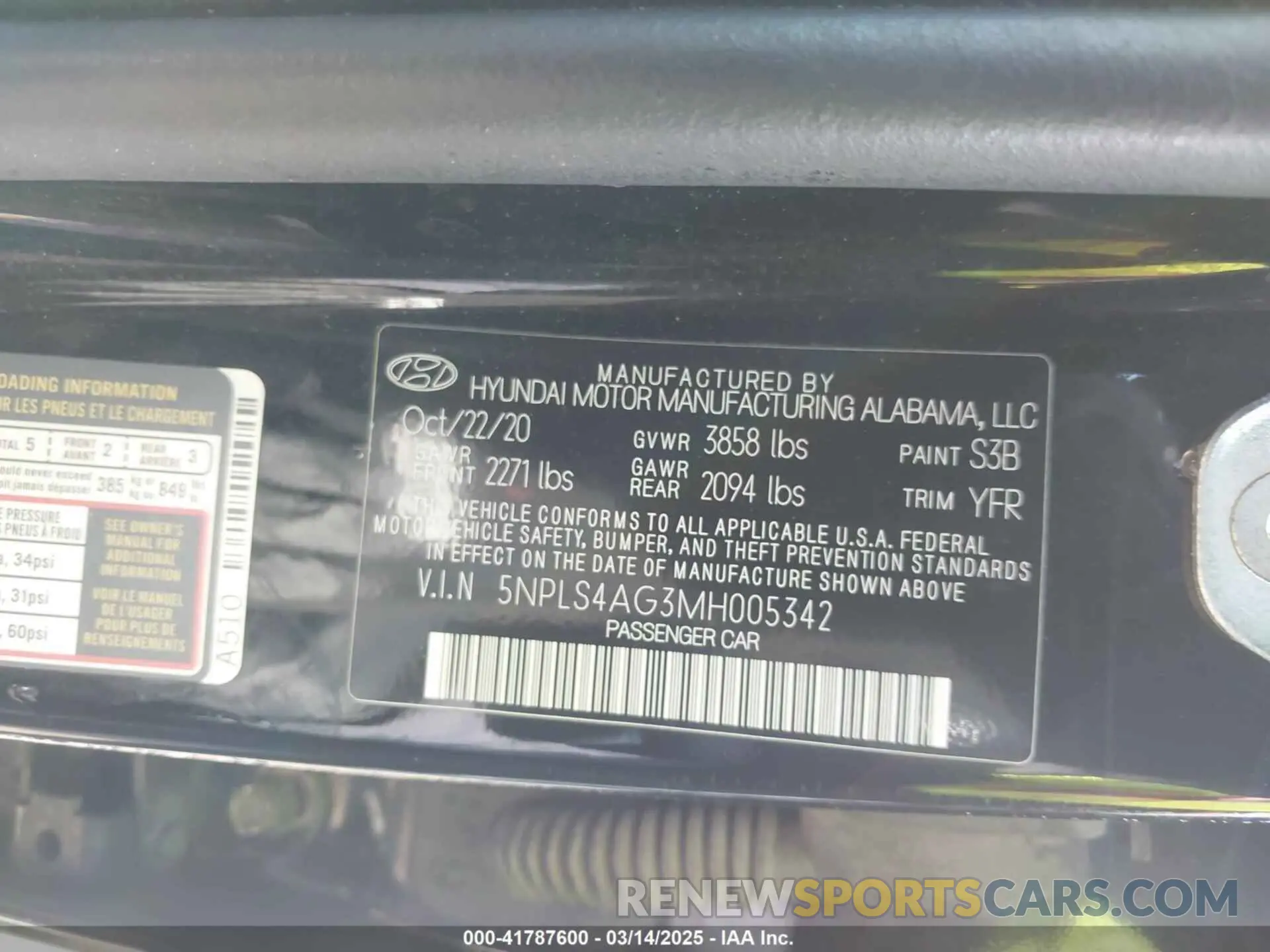 9 fotografías del automóvil dañado 5NPLS4AG3MH005342 HYUNDAI ELANTRA 2021