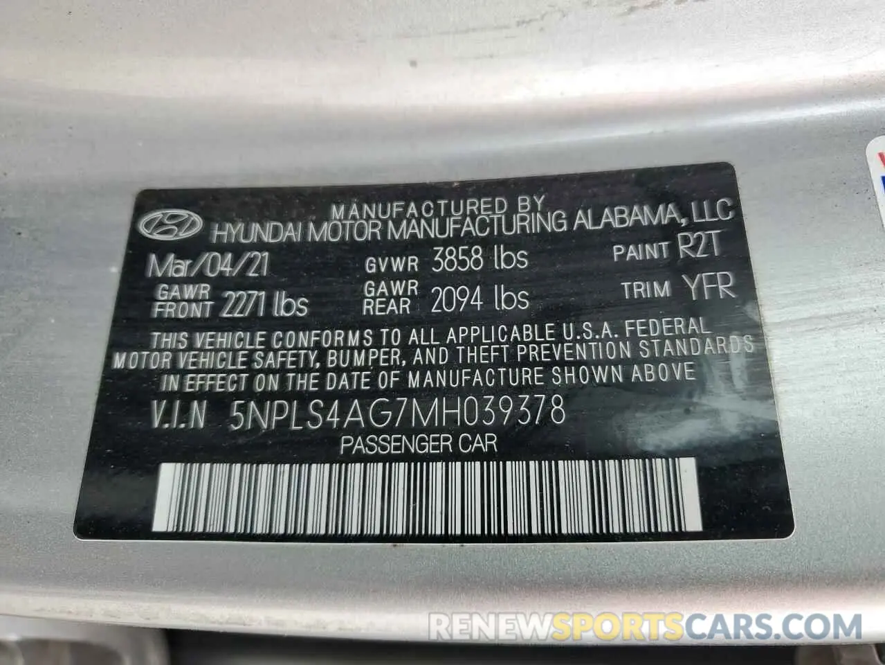 12 fotografías del automóvil dañado 5NPLS4AG7MH039378 HYUNDAI ELANTRA 2021