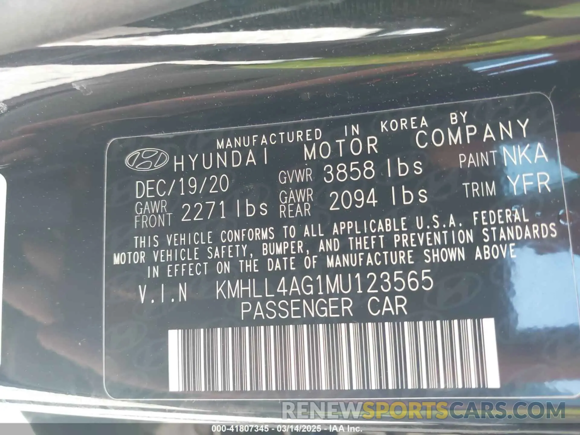 9 fotografías del automóvil dañado KMHLL4AG1MU123565 HYUNDAI ELANTRA 2021