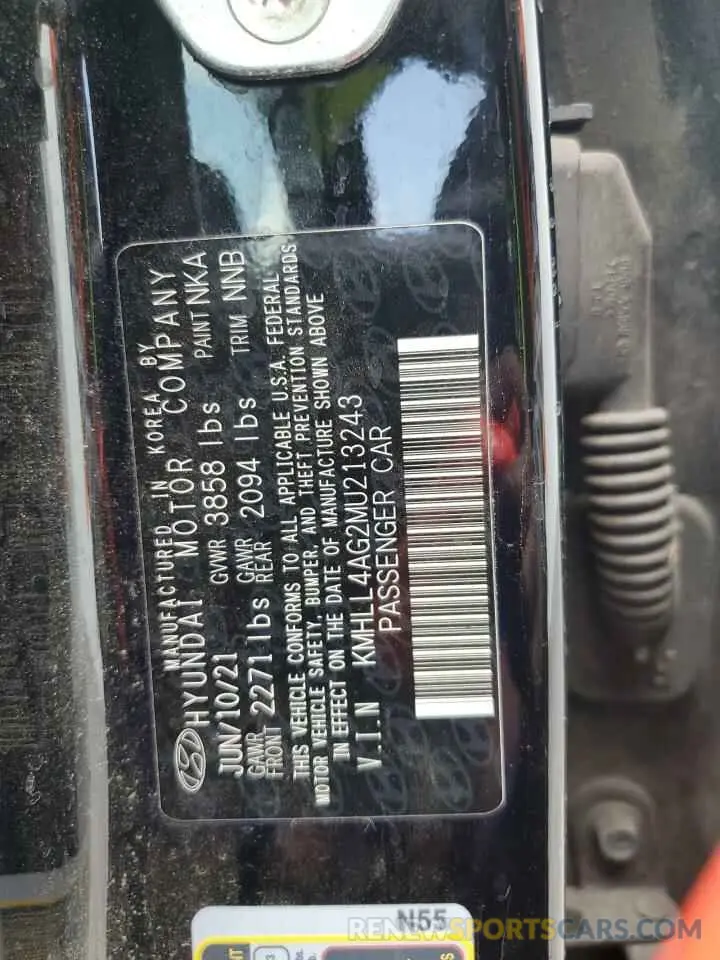 12 fotografías del automóvil dañado KMHLL4AG2MU213243 HYUNDAI ELANTRA 2021