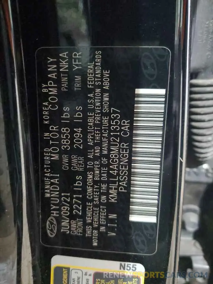 13 fotografías del automóvil dañado KMHLL4AG8MU213537 HYUNDAI ELANTRA 2021
