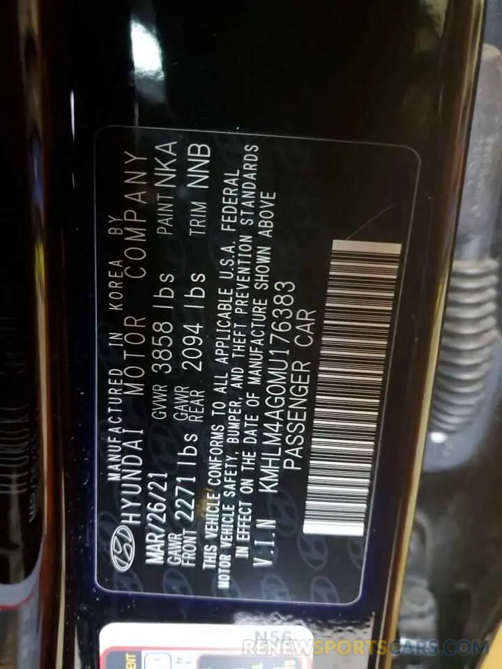 12 fotografías del automóvil dañado KMHLM4AG0MU176383 HYUNDAI ELANTRA 2021