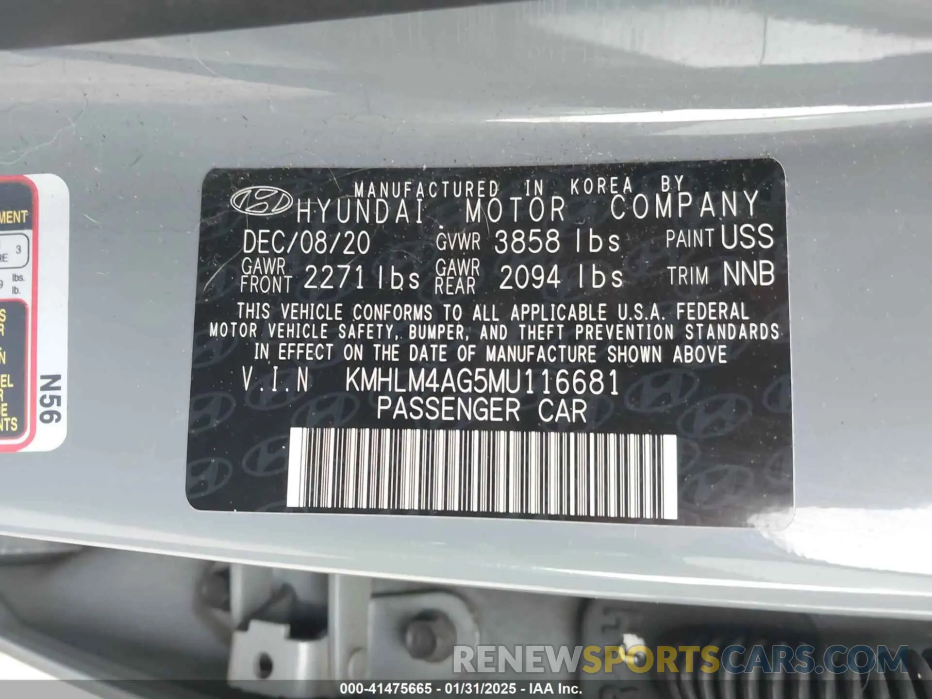9 fotografías del automóvil dañado KMHLM4AG5MU116681 HYUNDAI ELANTRA 2021