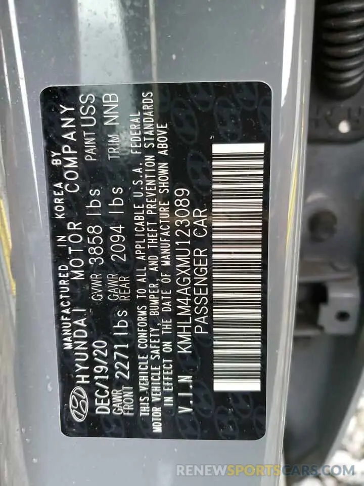 12 fotografías del automóvil dañado KMHLM4AGXMU123089 HYUNDAI ELANTRA 2021