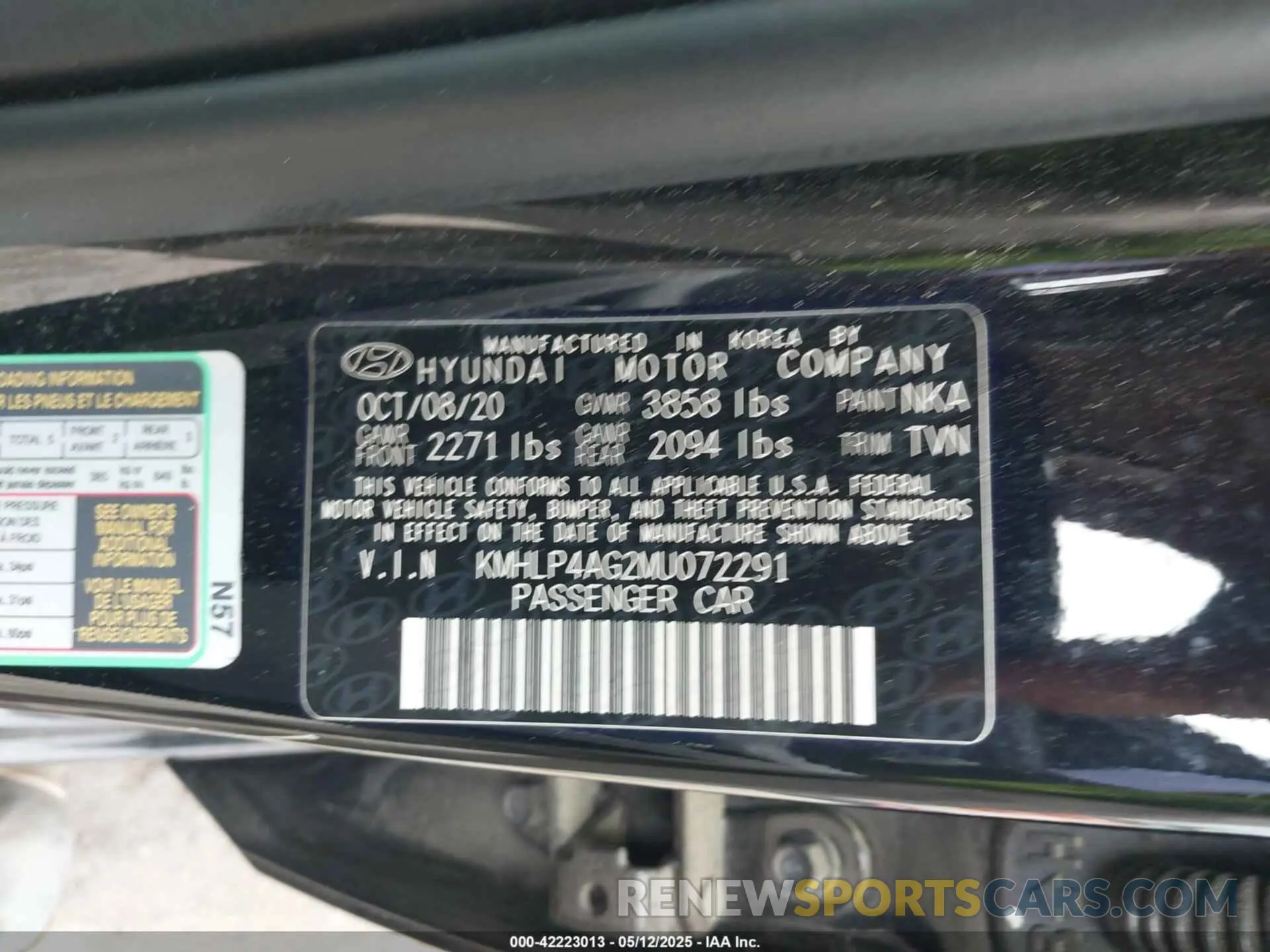 9 fotografías del automóvil dañado KMHLP4AG2MU072291 HYUNDAI ELANTRA 2021
