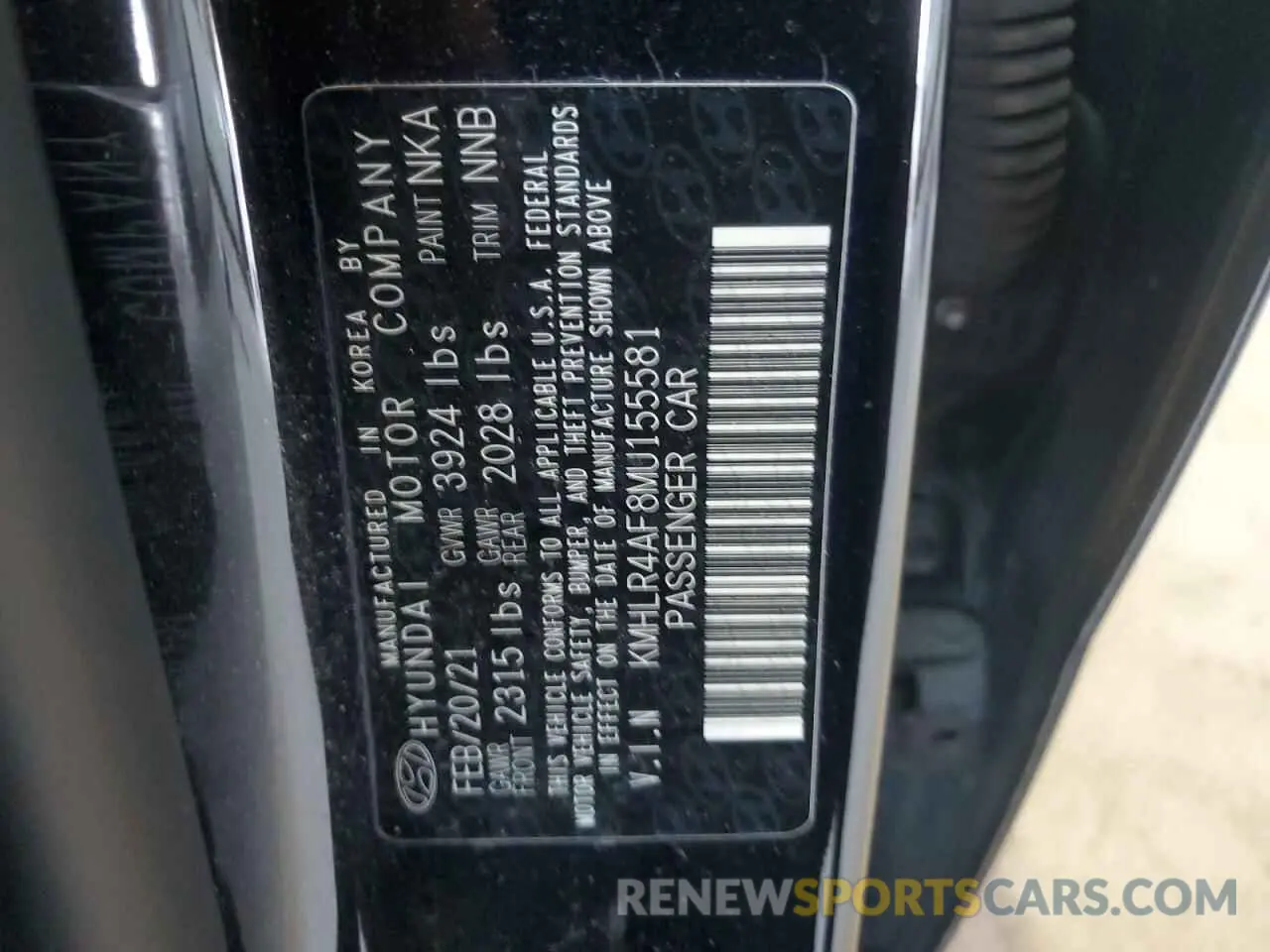 15 fotografías del automóvil dañado KMHLR4AF8MU155581 HYUNDAI ELANTRA 2021