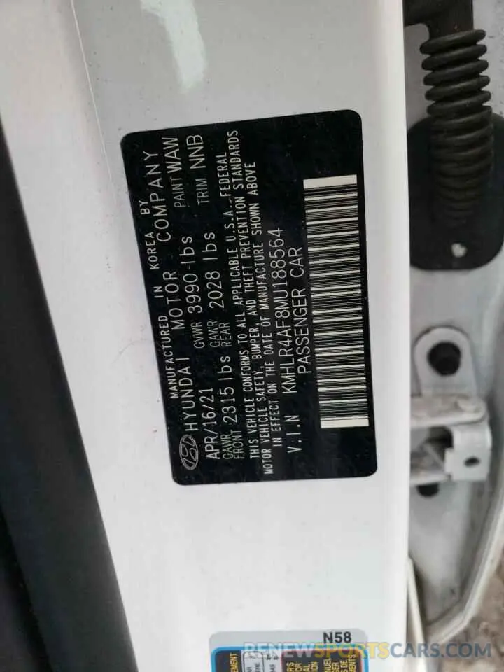 14 fotografías del automóvil dañado KMHLR4AF8MU188564 HYUNDAI ELANTRA 2021