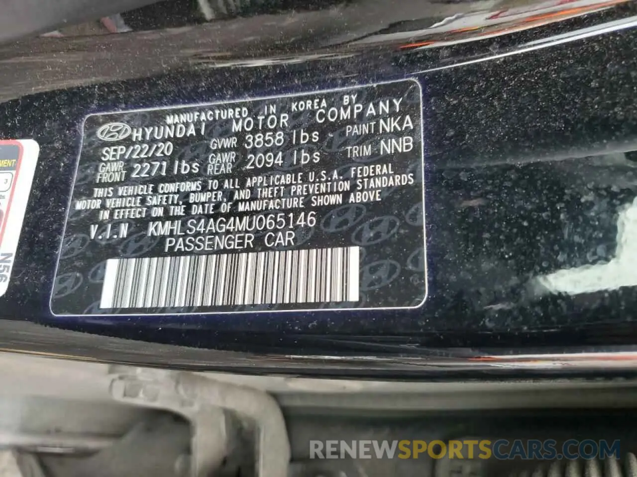 12 fotografías del automóvil dañado KMHLS4AG4MU065146 HYUNDAI ELANTRA 2021