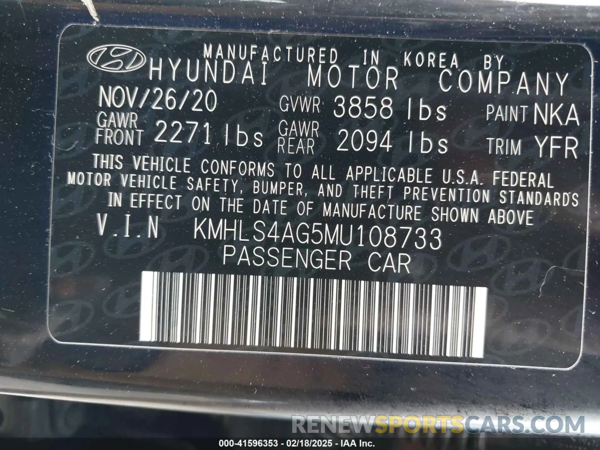 9 fotografías del automóvil dañado KMHLS4AG5MU108733 HYUNDAI ELANTRA 2021