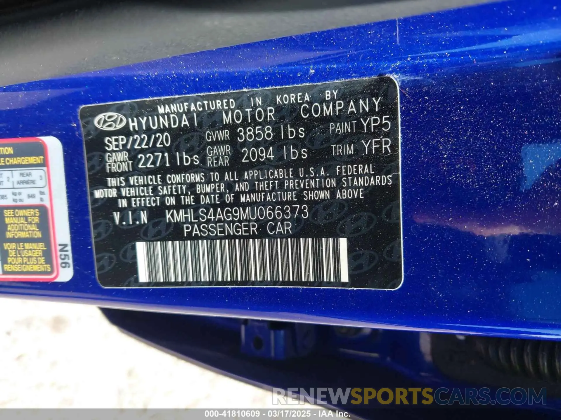 9 fotografías del automóvil dañado KMHLS4AG9MU066373 HYUNDAI ELANTRA 2021