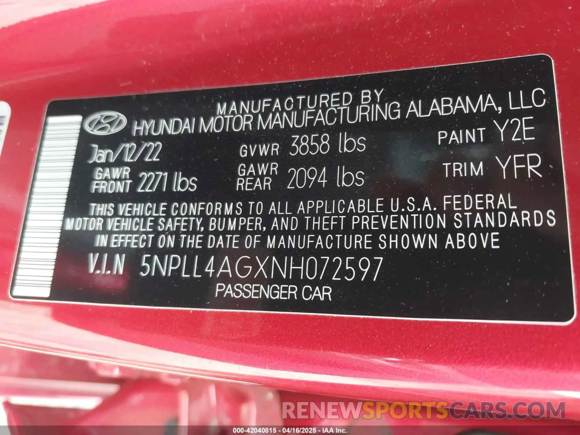 9 fotografías del automóvil dañado 5NPLL4AGXNH072597 HYUNDAI ELANTRA 2022