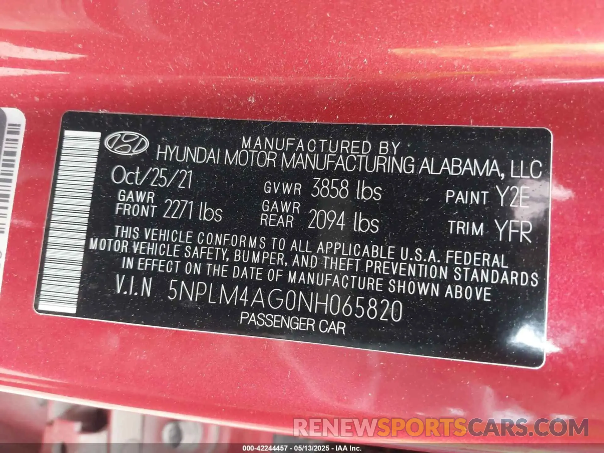 9 fotografías del automóvil dañado 5NPLM4AG0NH065820 HYUNDAI ELANTRA 2022