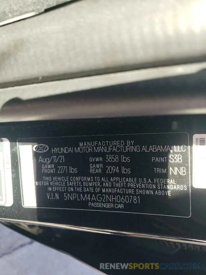 13 fotografías del automóvil dañado 5NPLM4AG2NH060781 HYUNDAI ELANTRA 2022